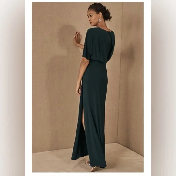 BHLDN Thorton Jersey Dress Dark Emerald Maxi Size 0